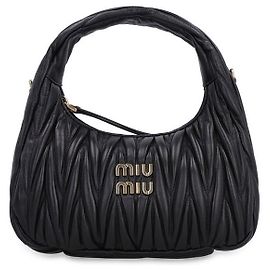 Miu Miu Borsa a Tracolla Tote Matelassé Gold Logo Nera