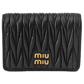 Miu Miu Portafoglio con tasca zip Matelassé Gold Logo Nero