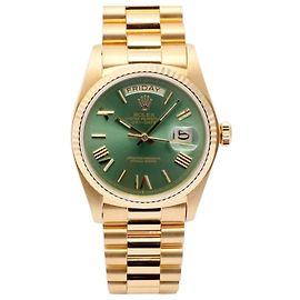 Rolex Orologio d'oro personalizzato da uomo Day-Date quadrante verde oliva