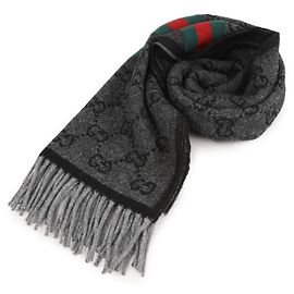 Sciarpa Gucci Web New Niki Grigio Scuro Lana