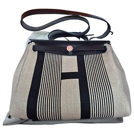 Hermès Hermes Herbag PM Ecru Noir Tote Bag Crossbody