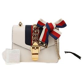 Gucci Mini bolso de hombro de piel con cadena Blanco