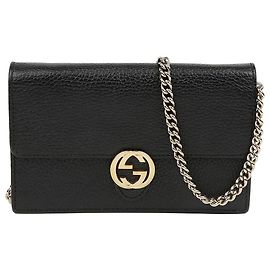 Gucci Portafoglio crossbody mini con catena intrecciata da donna Nero