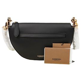 Burberry Mini bolso de hombro de piel con cremallera Olympe Black