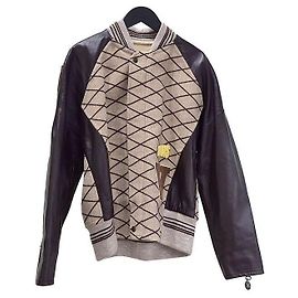 Giacca Bomber V Patch Louis Vuitton Marrone in Pelle di agnello