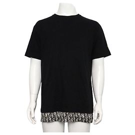 Dior Überlagertes Herren-T-Shirt aus schwarzer Oblique-Baumwolle