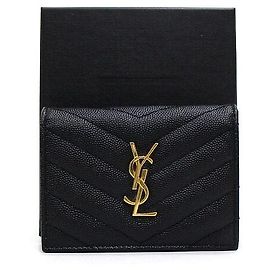 Saint Laurent Kompakter Kartenhalter mit Monogramm in Goldton