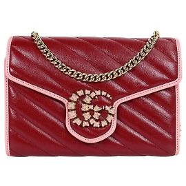Borsa Gucci Marmont Chain in pelle rossa mini