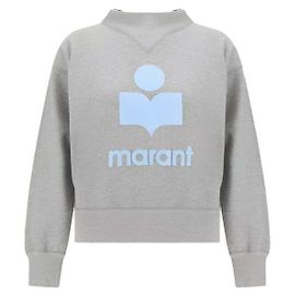 Isabel Marant Velours-Sweatshirt mit Logo Gray Ice Blue