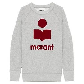 Isabel Marant Felpa in velluto con logo Grigio Rosso