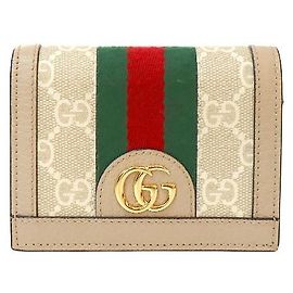 Piccolo Portafoglio Gucci Ophidia Beige Pelle
