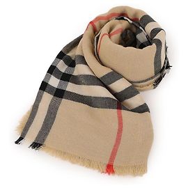 Burberry Check Wool Scarf Sand Beige