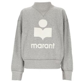 Isabel Marant MOBY Samt-Sweatshirt mit Logo Grey White GYWH