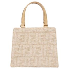 Fendi Mini mala tote Juka em lã bege