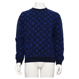 Louis Vuitton Herren-Pullover Sweatshirt aus Monogramm-Jacquard in Navy