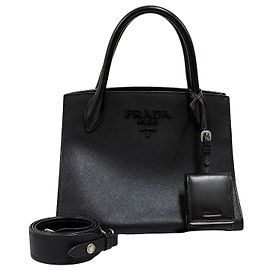 Prada Borsa Tote Saffiano Monochrome Borsa a Tracolla Nera