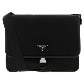 Prada Borsa a tracolla in nylon con logo triangolare Nero