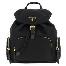 Prada Zainetto in Re-Nylon con logo triangolare Nero