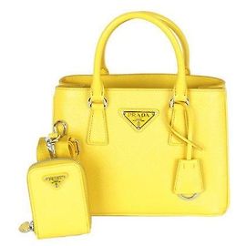 Prada Sac à épaule Micro Tote Saffiano Lux Yellow NZV