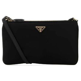 Prada Sac à épaule pochette en nylon avec logo triangle Noir