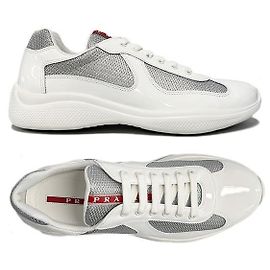Prada Sneakers in pelle smaltata America Cup White Silver ASZ