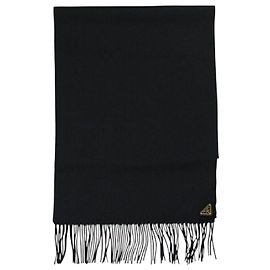 Prada Cachecol de cashmere com logótipo de triângulo dourado Preto