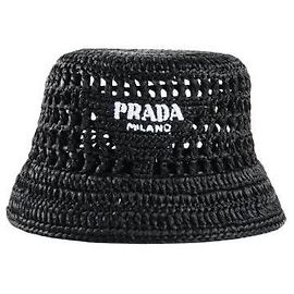 Prada Chapéu bucket de ráfia preto