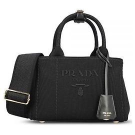 Prada Mini borsa a spalla in tela di cotone Nero