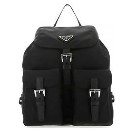 Prada Zainetto con logo triangolare in nylon nero