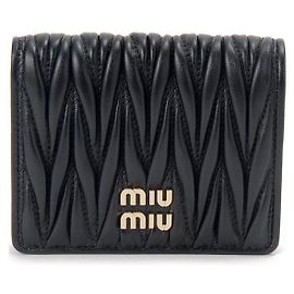 Miu Miu Monedero acolchado con logotipo dorado Negro AFPP