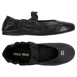 Miu Miu Ballerinas Gold Logo Schwarz EFX