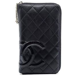 Chanel Gampo Zip Organizer aus schwarzem Leder