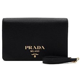 Prada Borsa a tracolla e crossbody con patta in pelle Saffiano Nero