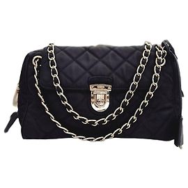 Prada Tesuto Impuntura Quilting Chain Black Schulter- und Crossbody-Tasche