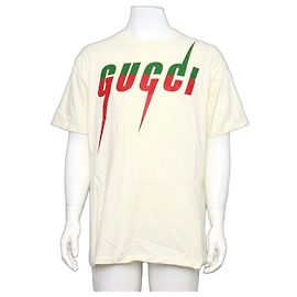 Gucci Oversized Herren-T-Shirt aus weißer Baumwolle mit Blade-Print