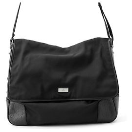 Borsa a tracolla in pelle e nylon con logo GG in rilievo di Gucci