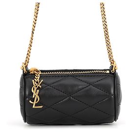 Borsa a tracolla con catena Yves Saint Laurent Black Micro Tube in pelle di agnello