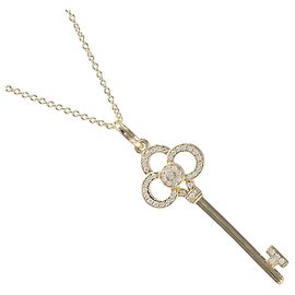 Tiffany & Co. Crown Key Pendant 18K Yellow Gold and Diamonds