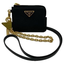 Prada Saffiano Triangle Logo Card Holder