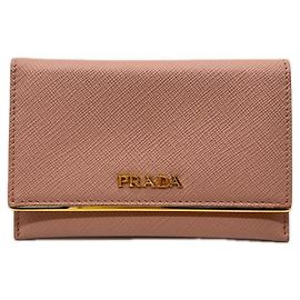 Prada Saffiano Leather Card Case in Pink Beige