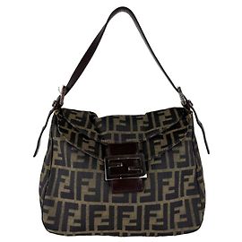 Borsa Fendi Zucca marrone in pelle e nylon