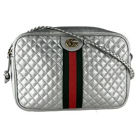 Borsa a tracolla Gucci in pelle argento