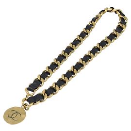 Cinturón de cadena vintage Chanel de metal y cuero