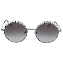 Gafas de sol redondas Chanel negras degradadas adornadas con perlas