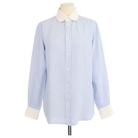 Camisa Thea de manga larga en lino Blue Horizon Loro Piana