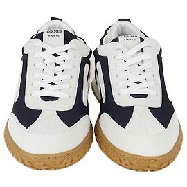 Hermès Jet Sneaker aus technischem Canvas und Wildleder Bleu Marine/Blanc