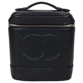 Borsa Vanity con manico Chanel Black Caviar Leather CC