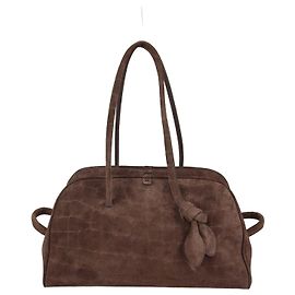 Jacquemus Borsa Bowling The Turismo in camoscio marrone effetto coccodrillo