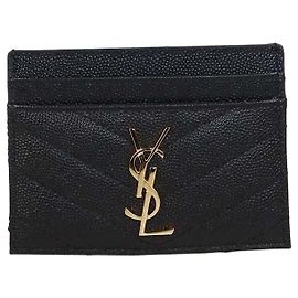 Tarjetero Cassandre de piel acolchada negra Saint Laurent