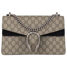Sac à épaule Small Dionysus Gucci en toile GG Supreme beige/noir et daim